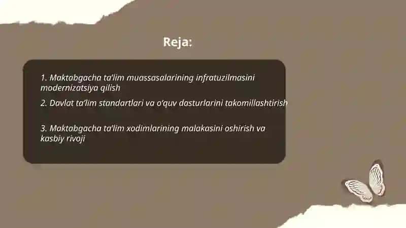 Maktabgacha taʼlim tizimini rivojlantirishning ustuvor yoʻnalishlari 2