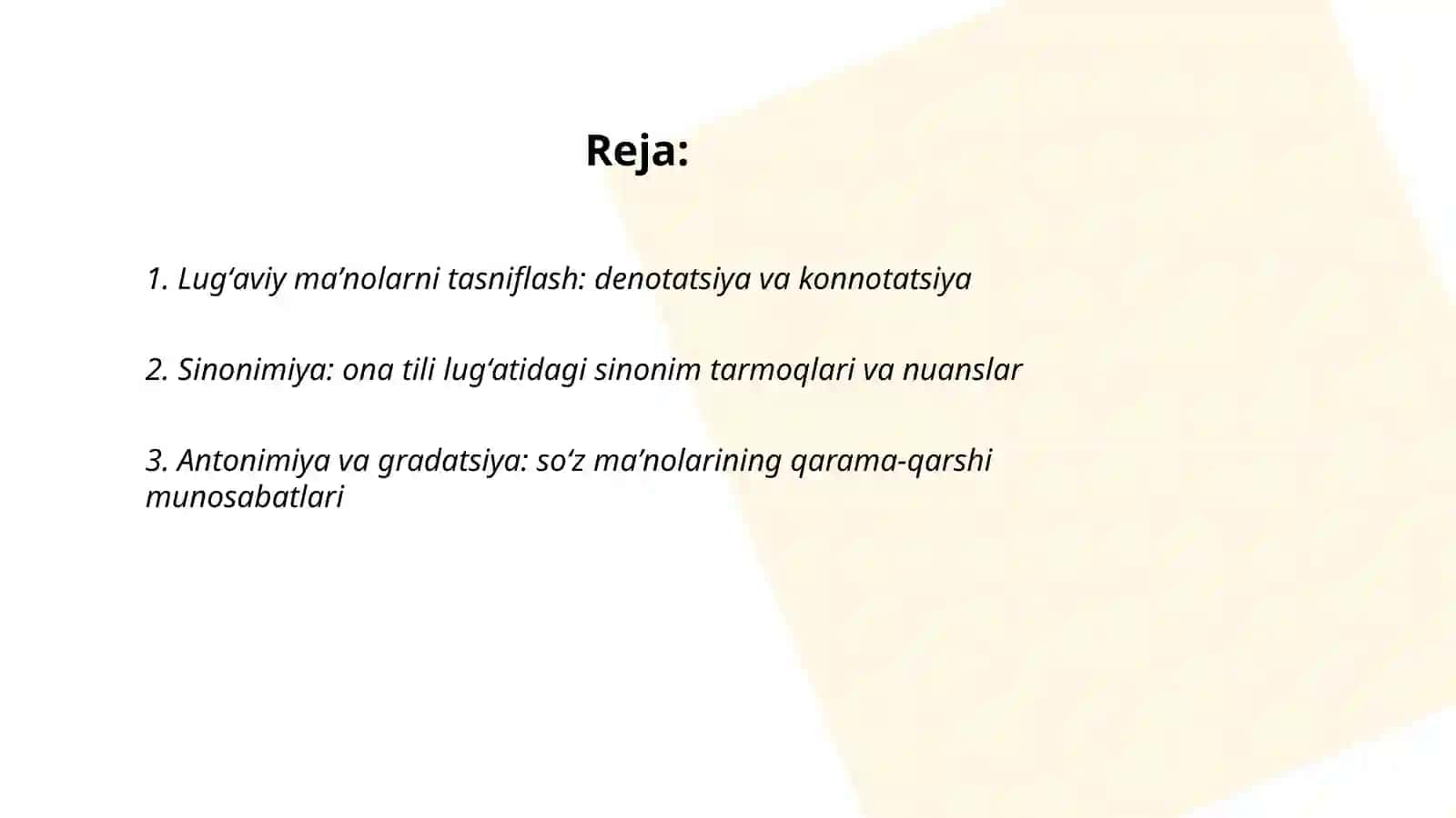 Ona tili lugʻat tarkibining ma'no jihatidan tavsiflanishi 2