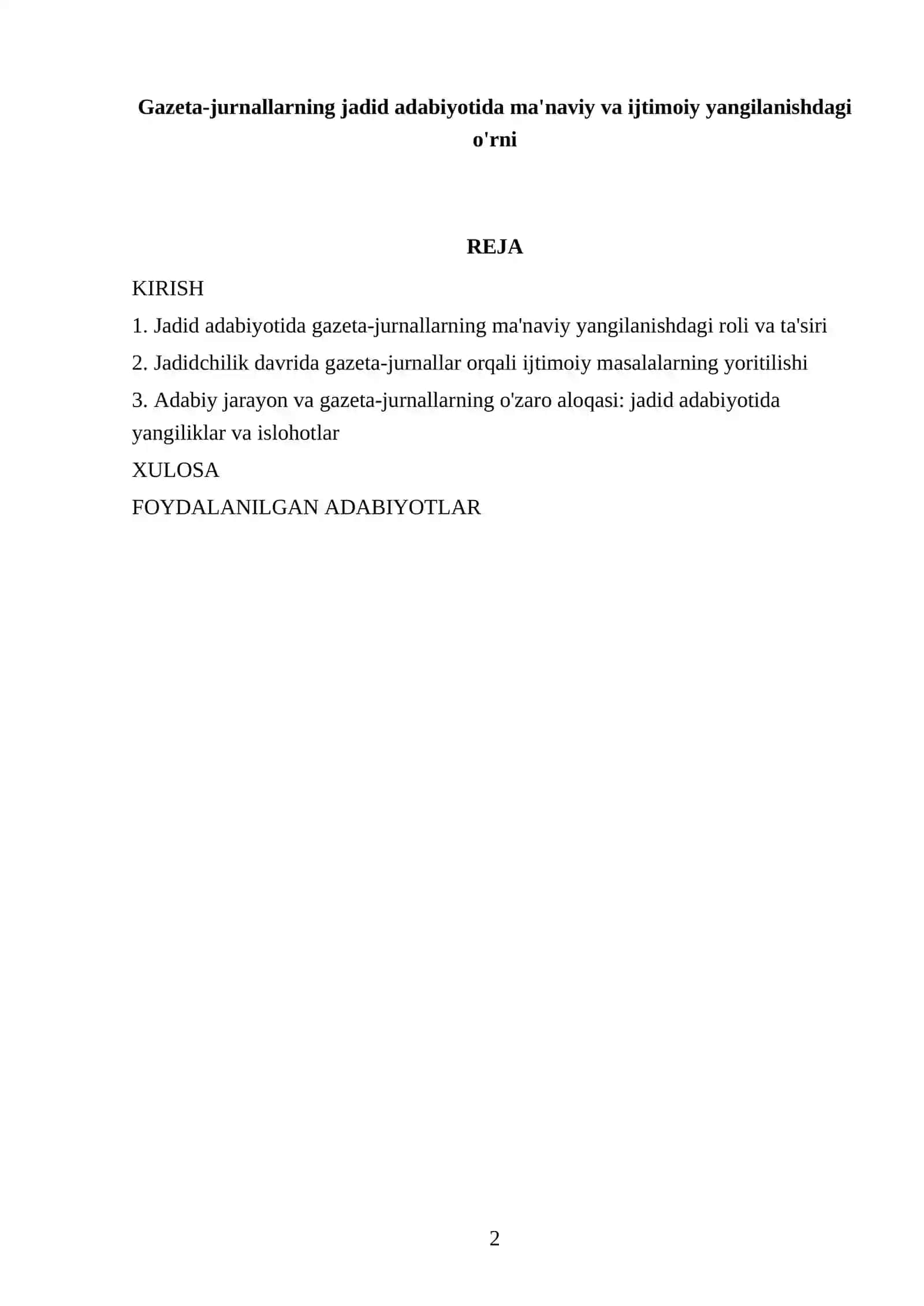Gazeta-jurnallarning jadid adabiyotida ma'naviy va ijtimoiy yangilanishdagi o'rni 2