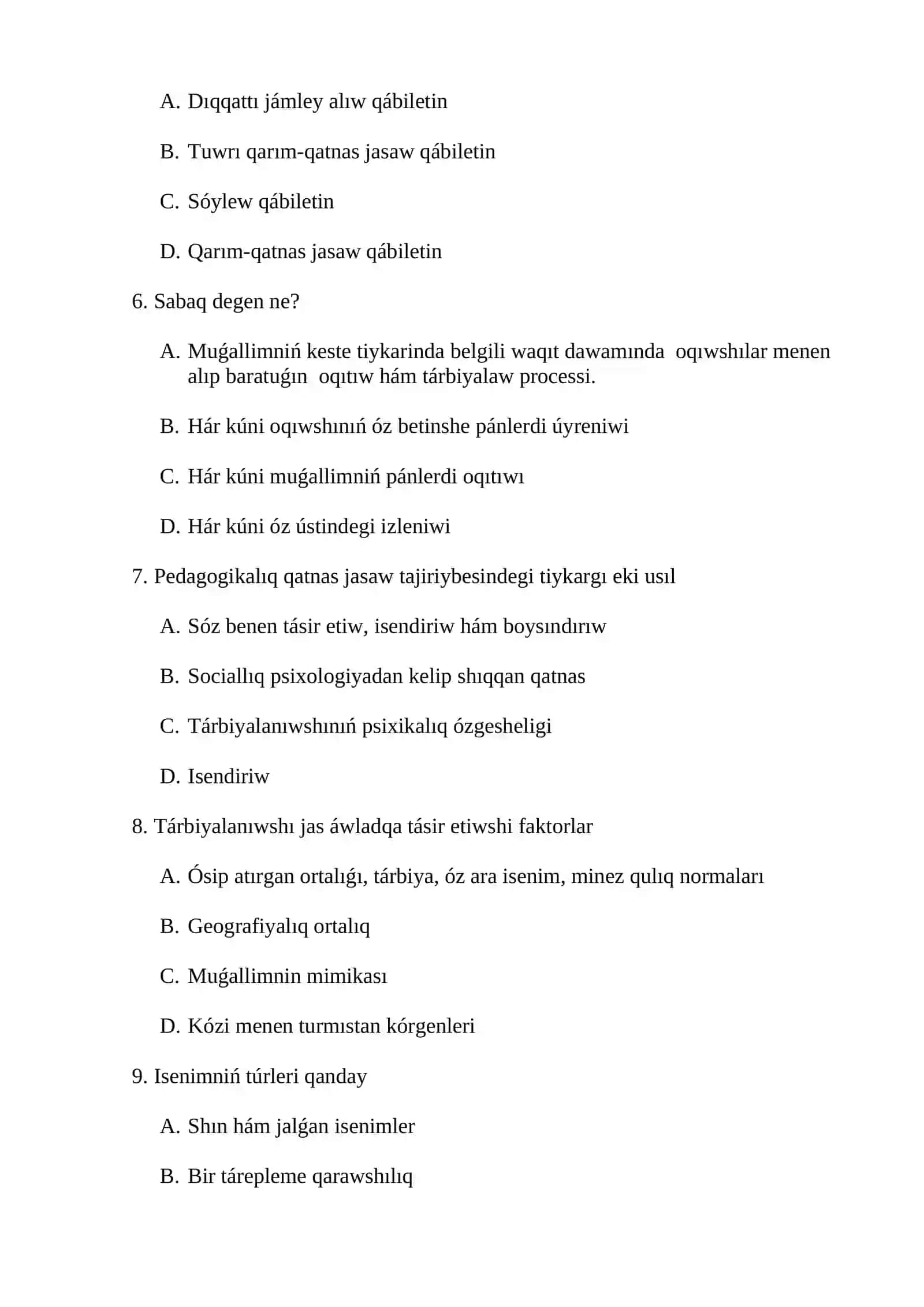 Sabaq degen ne? 2