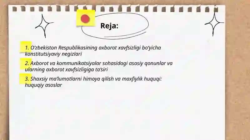 O'zbekistonda axborot xavfsizligining ma'naviy va huquqiy asoslari 2