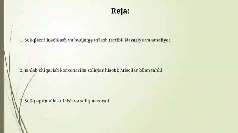 Soliqlarni hisoblash va byudjetga undirish tartibi 2