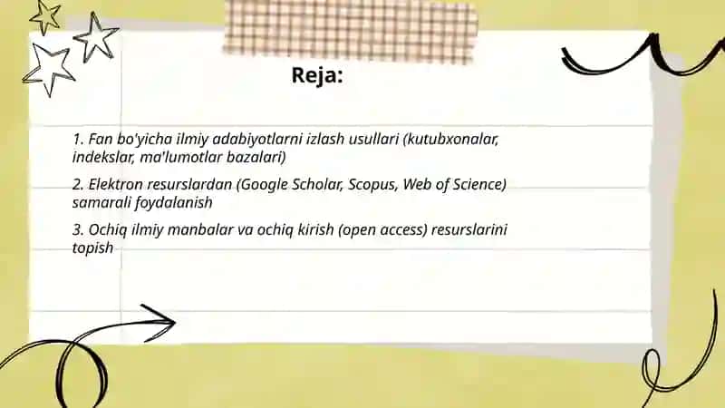 Fan bo'yicha ilmiy adabiyotlarni izlash usullari 2