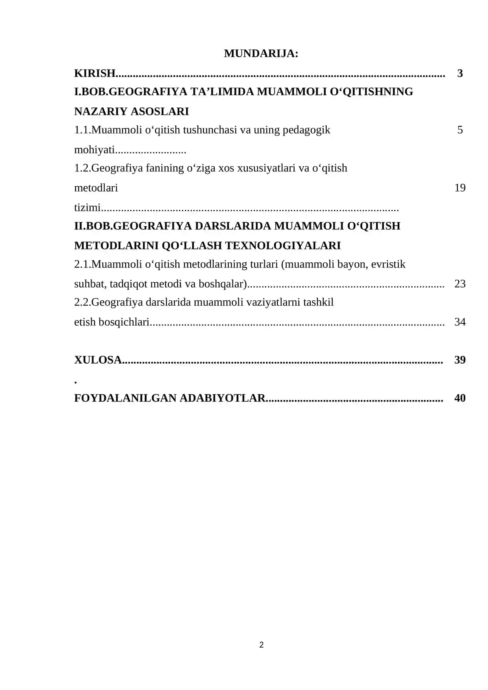 GEOGRAFIYA TA’LIMIDA MUAMMOLI O‘QITISH METODLARI 2