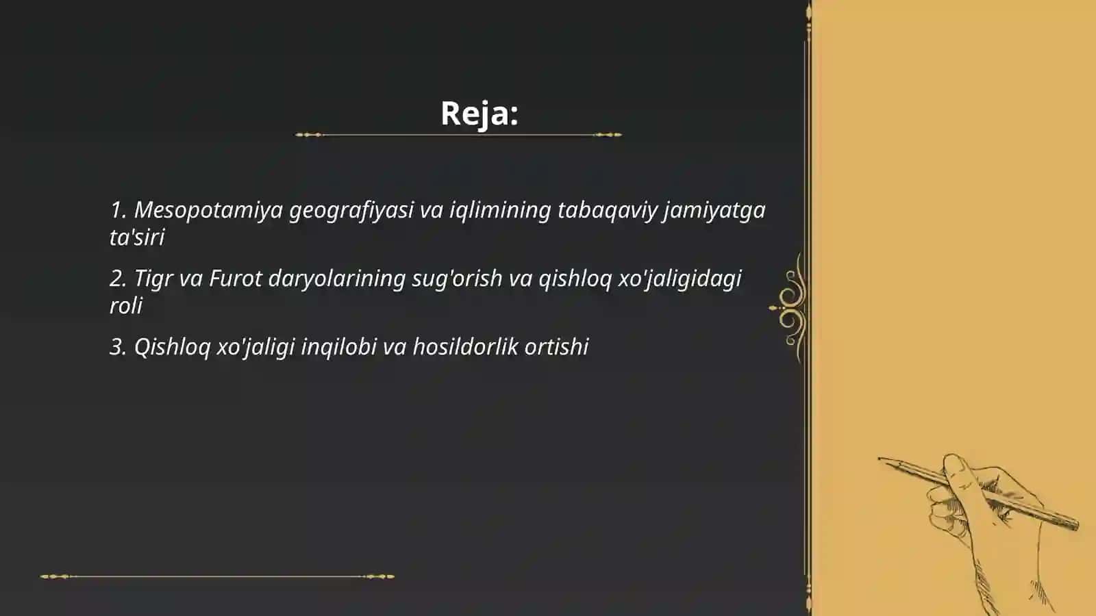 Eng qadimgi Mesopotamiya. Ilk tabaqaviy jamiyat shakllanishining shart-sharoitlari 2