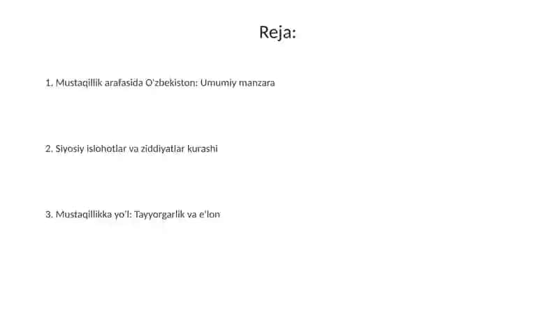 Mustaqillikka erishishi arafasida Oʻzbekistondagi ijtimoiy-siyosiy jarayonlar 2
