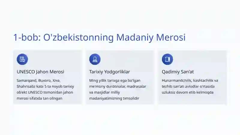 O'zbekistonning Madaniy Merosi 2