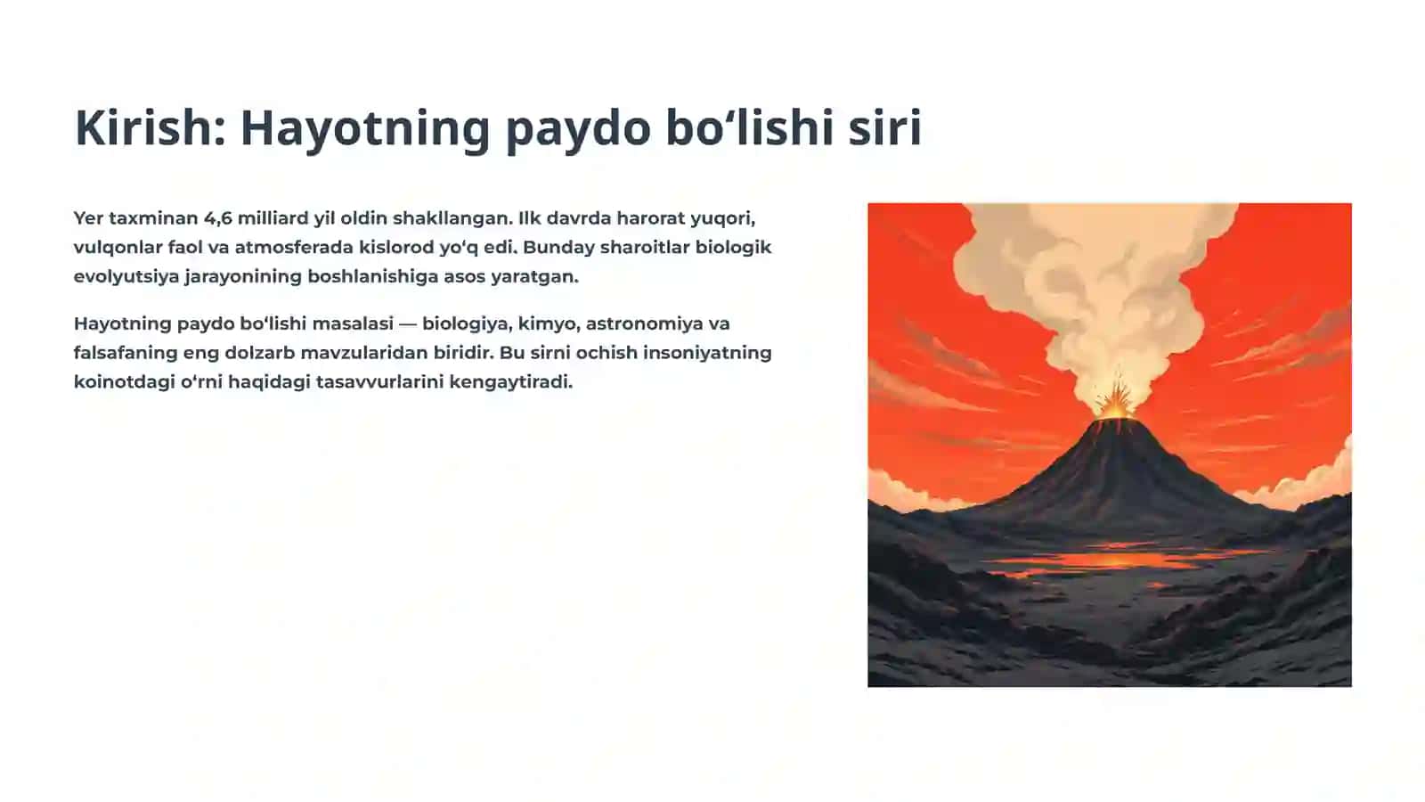 Yerdagi hayotning paydo bo‘lishi: asosiy farazlar 2