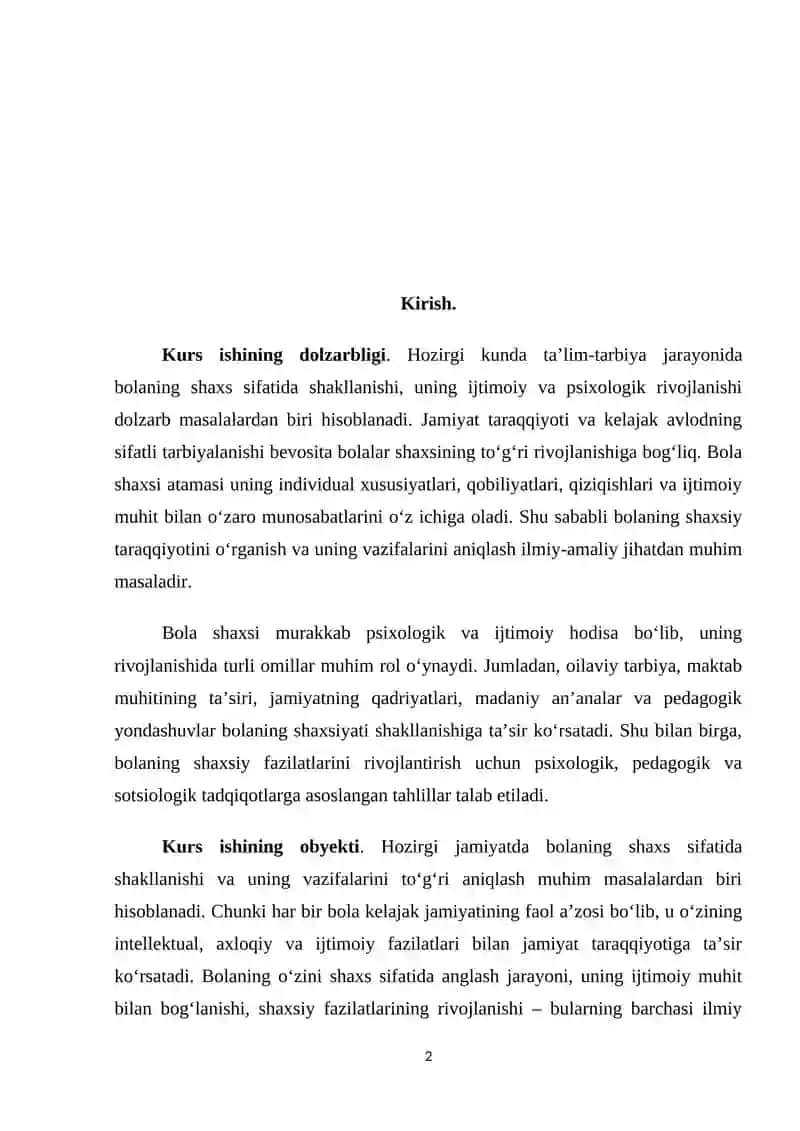 Bola shaxsi, vazifalari 2