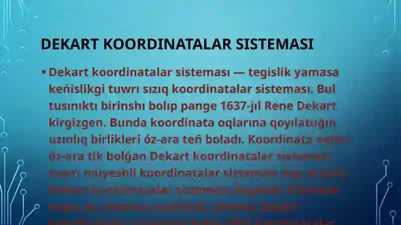Dekart hâm polyar koordinatalari arasindagʻi baylanis 2