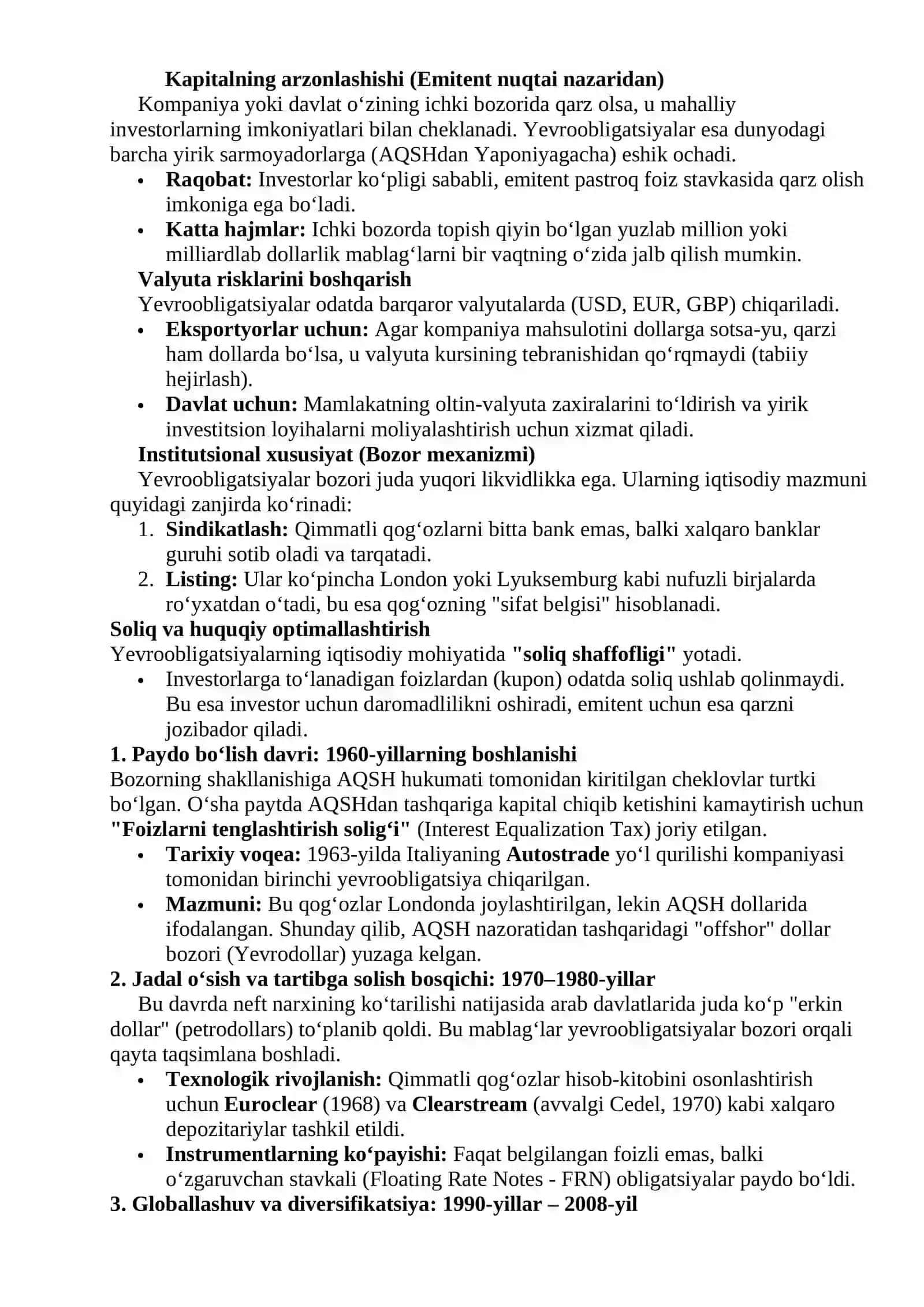 Yevro qimmatli qog‘ozlar va yevro obligatsiyalari bozori 2