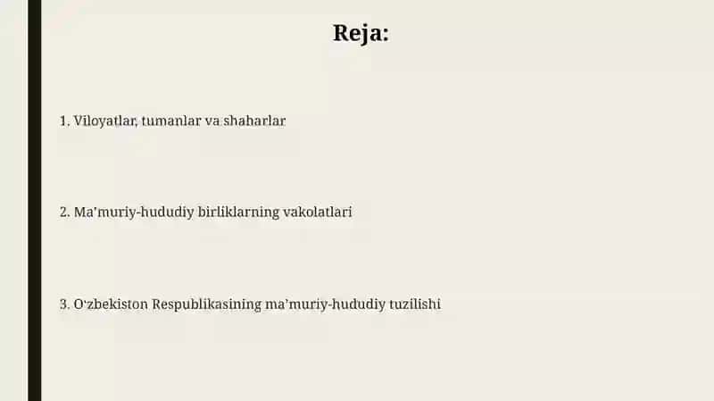 O'zbekiston Respublikasi ma'muriy va hududiy tuzilishi 2