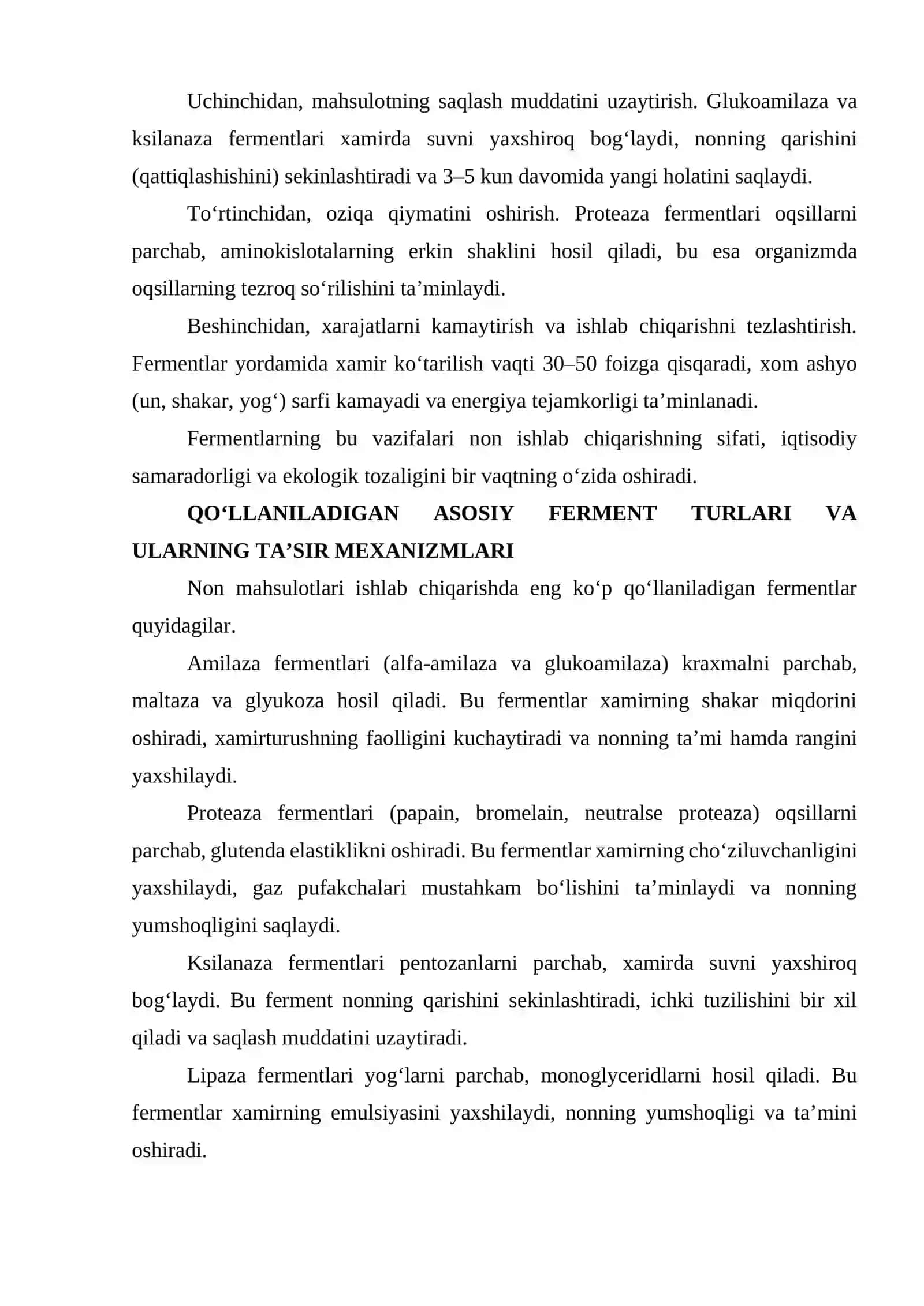 Non mahsulotlari ishlab chiqarishda fermentlarning ahamiyati 2