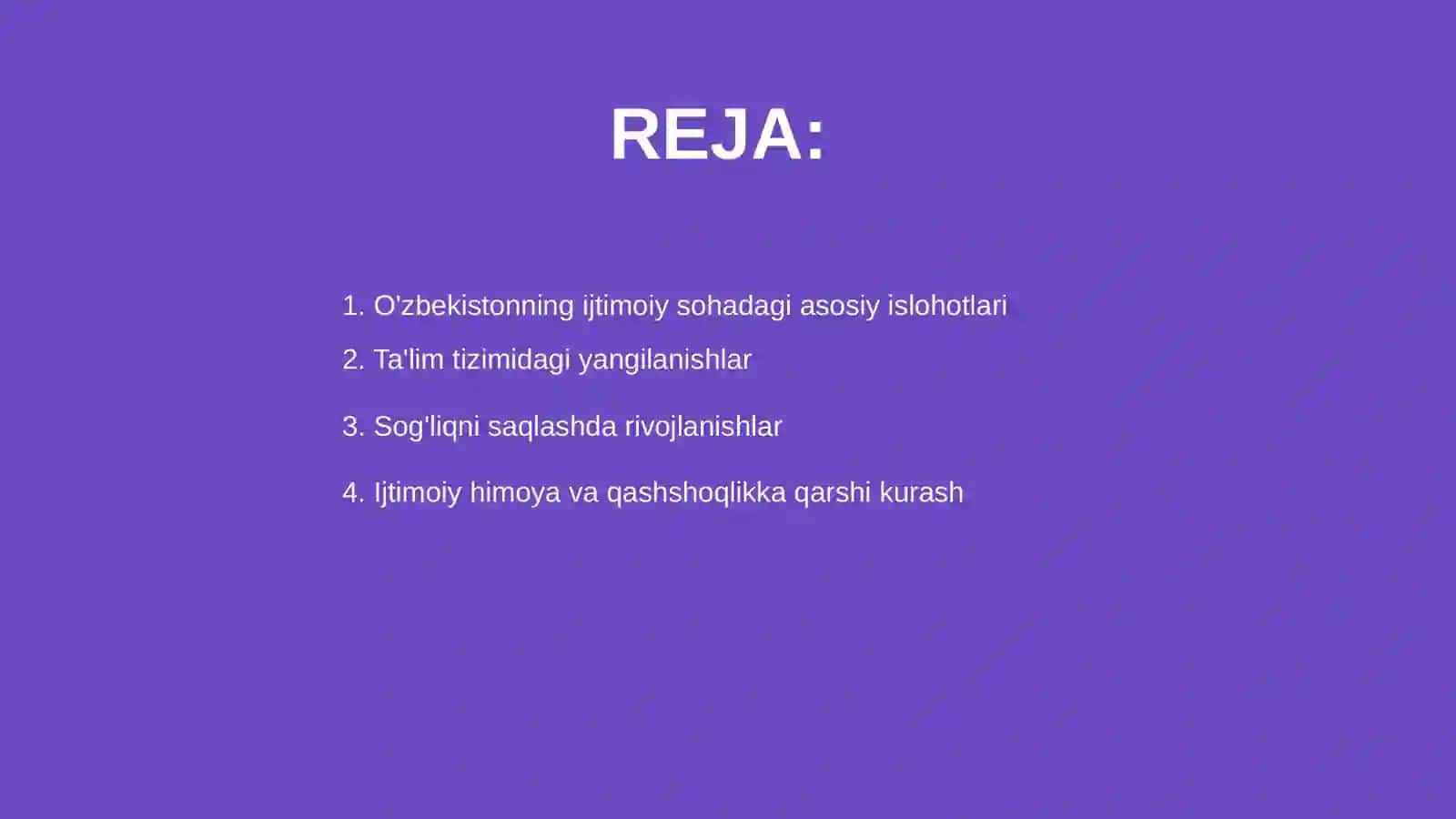 O'zbekistonning ijtimoiy sohada keng qamrovli islohotlar 2