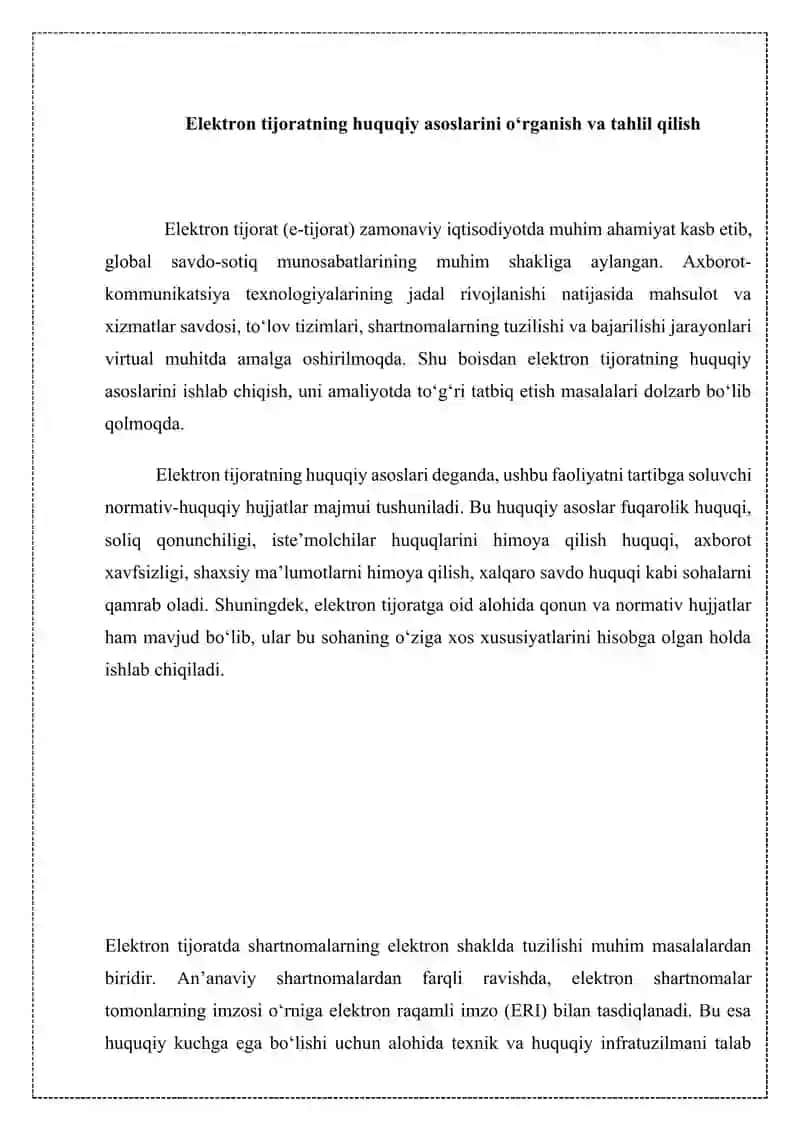 Elektron Tijoratning Huquqiy Asoslari 2