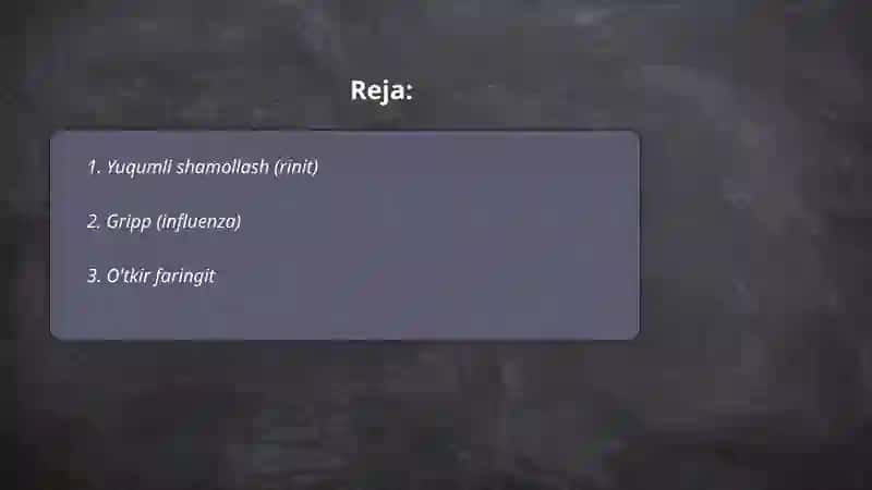 Nafas olish yoli kassaliklari 2
