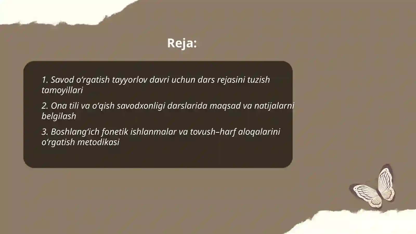 Savod oʻrgatish tayyorlov davri 2