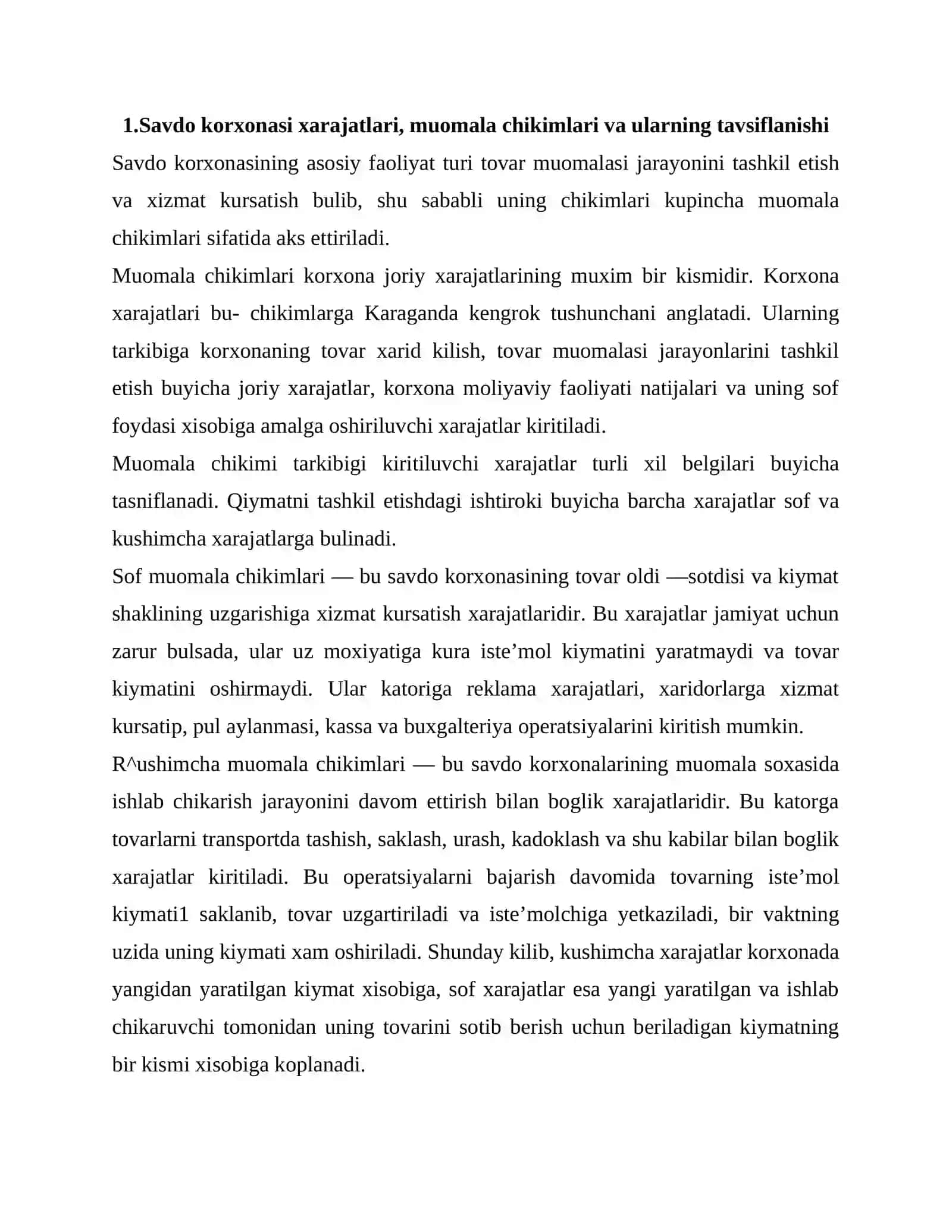Savdo korxonasi muomala xarajatlari 2