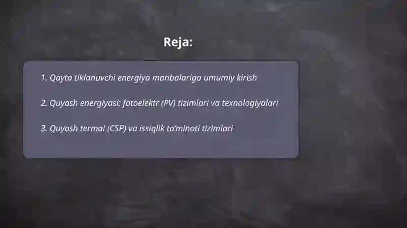 Qayta tiklanuvchi energiya manbalari 2