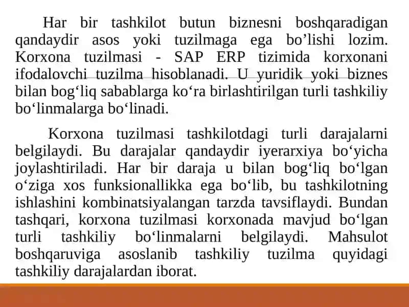SAP dasturiasosidaboshqaruvnitashkiletish 2