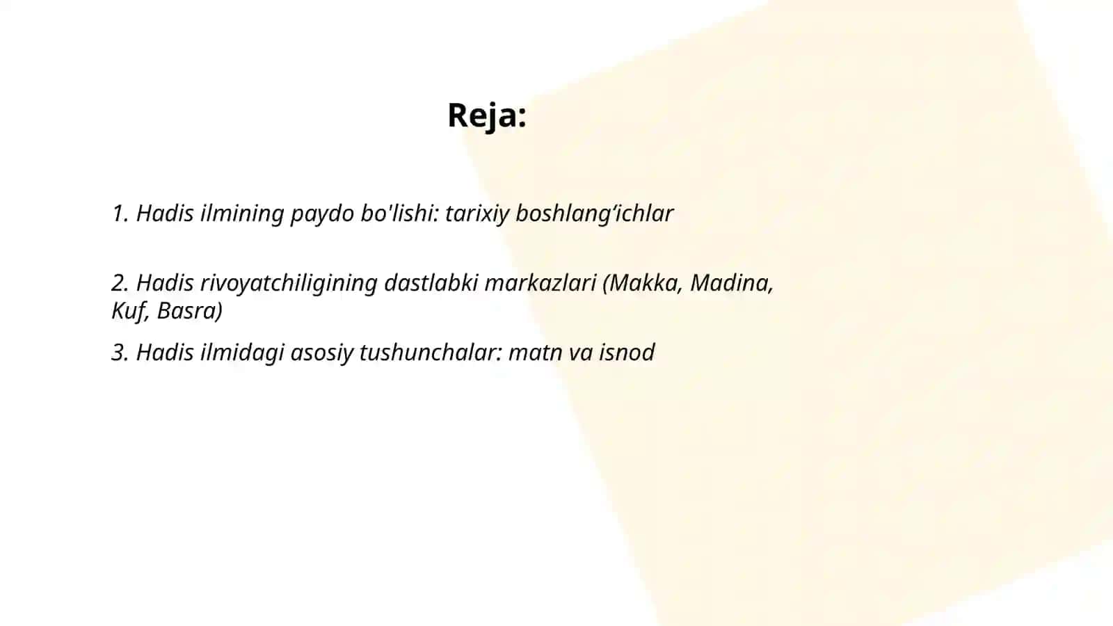 Hadis ilmining paydo bo'lishi 2