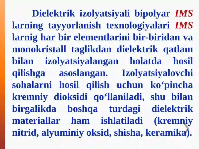 Yarim o‘tkazgichli bipolyar IMS larni dielektrik izolyatsiyali tayyorlanish texnologiyalari 2