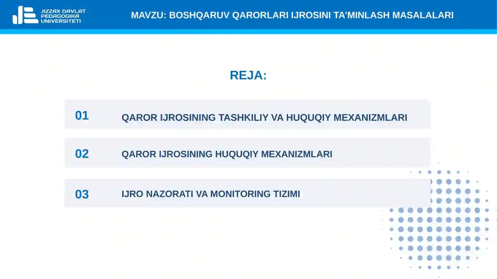 16-mavzu. Boshqaruv qarorlari ijrosini ta’minlash masalalari 2