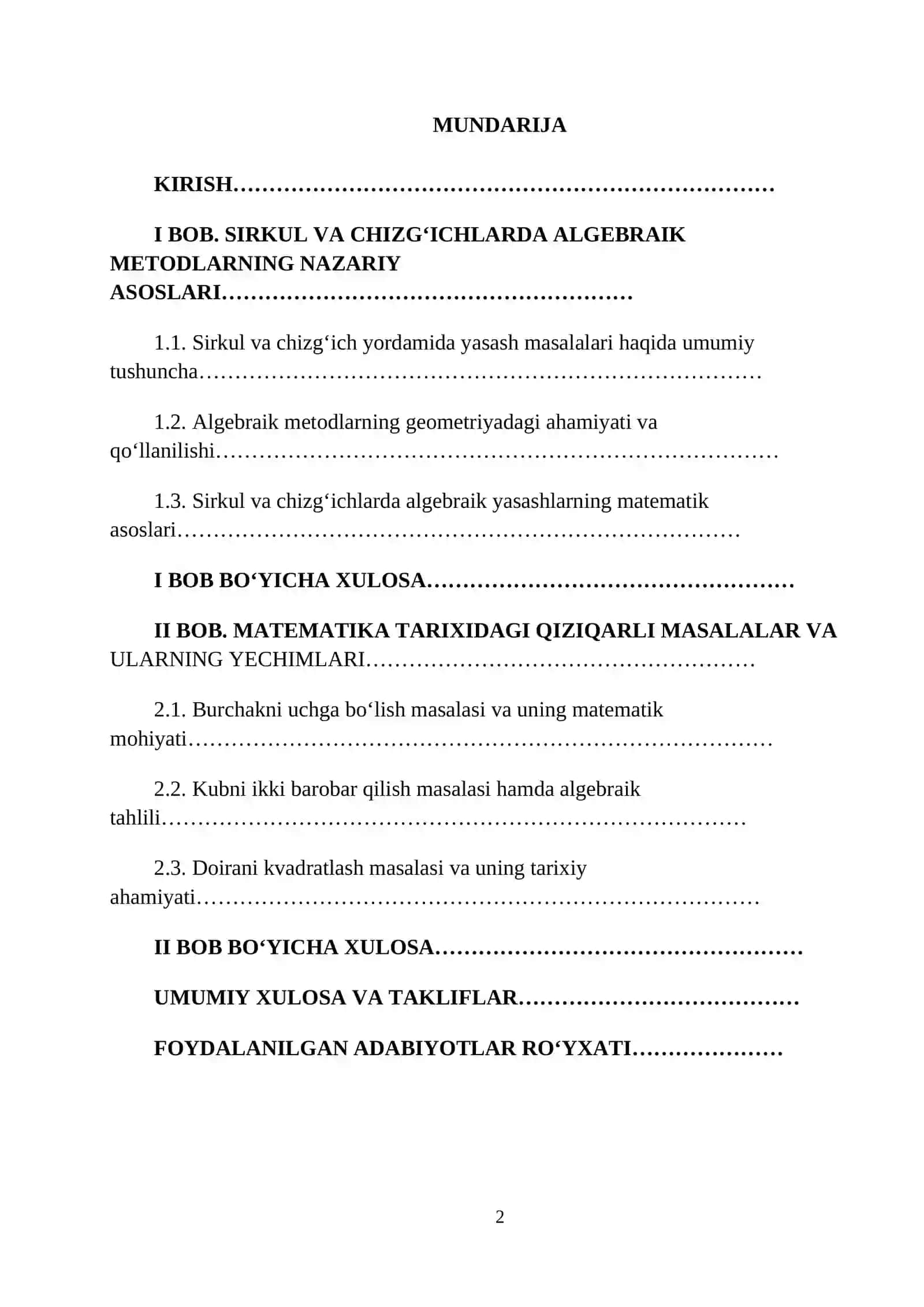 SIRKUL VA CHIZGʻICHLARDA ALGEBRAIK METODLAR.MATEMATIKA TARIXIDAGI UCH QIZIQARLI MASALA 2
