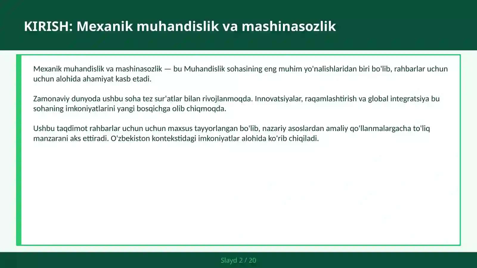 Mexanik muhandislik va mashinasozlik 2