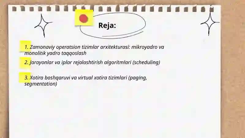 Zamonaviy operatsion tizimlar tahlili 2