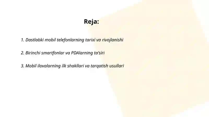 Dastlabki mobil qurilmalar va mobil ilovalar: zamonaviy mobil operatsion tizimlar 2