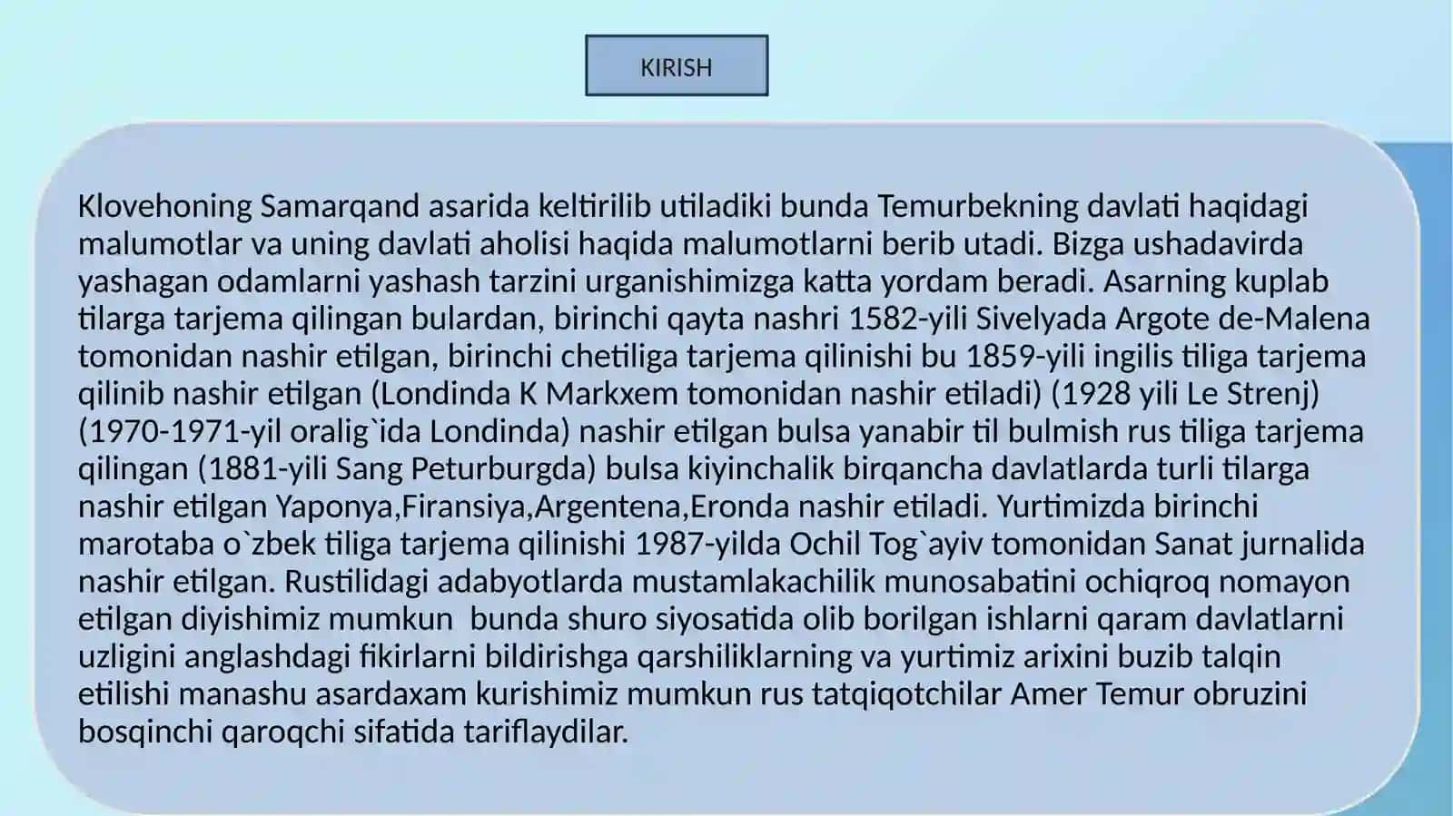 Rui Gonsales de-Klovexoning Samarqandga sayohat kundaligi asaridagi antropologik ma`lumotlar 2