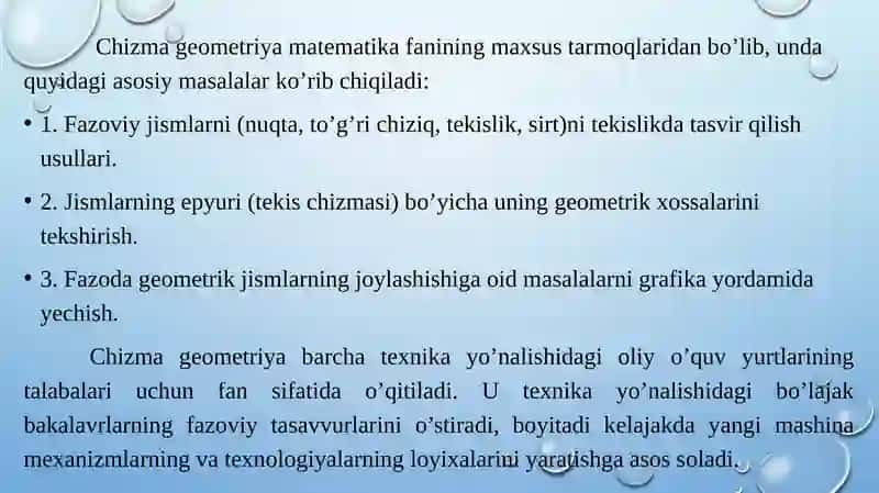 Chizma Geometriya fanidan asosiy masalalar 2