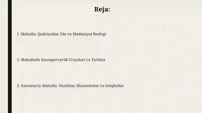 Mahalla: Tarix va Rivojlanish 2
