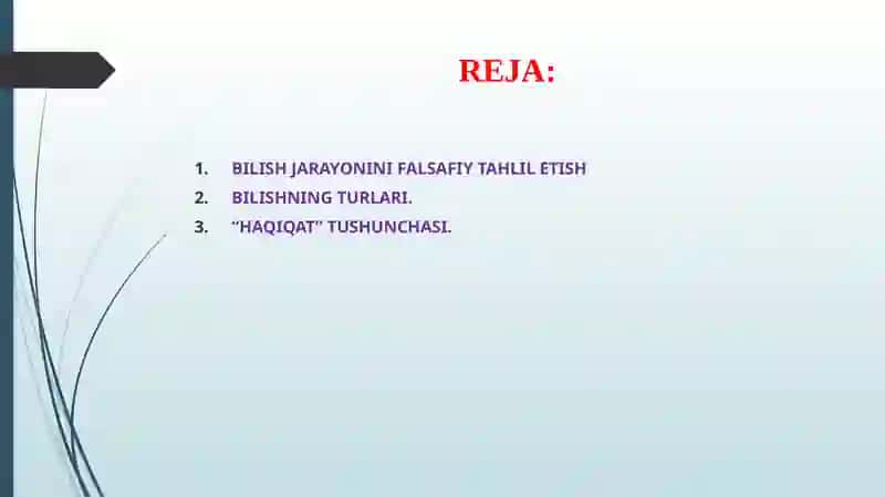 BILISH NAZARIYASI: ASOSIY MUAMMOLARI VA YO’NALISHLARI 2