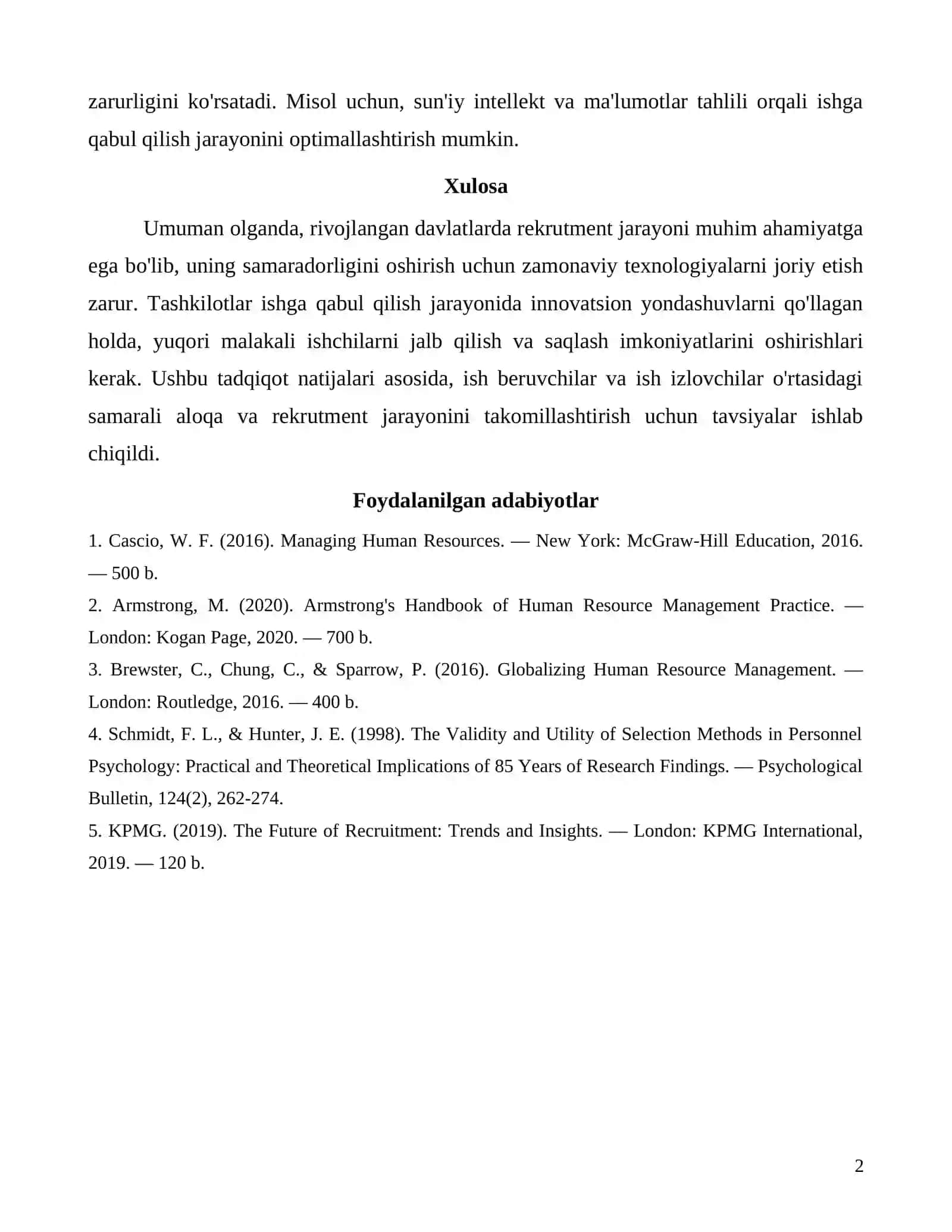 Rivojlangan davlatlarda rekrutment 2