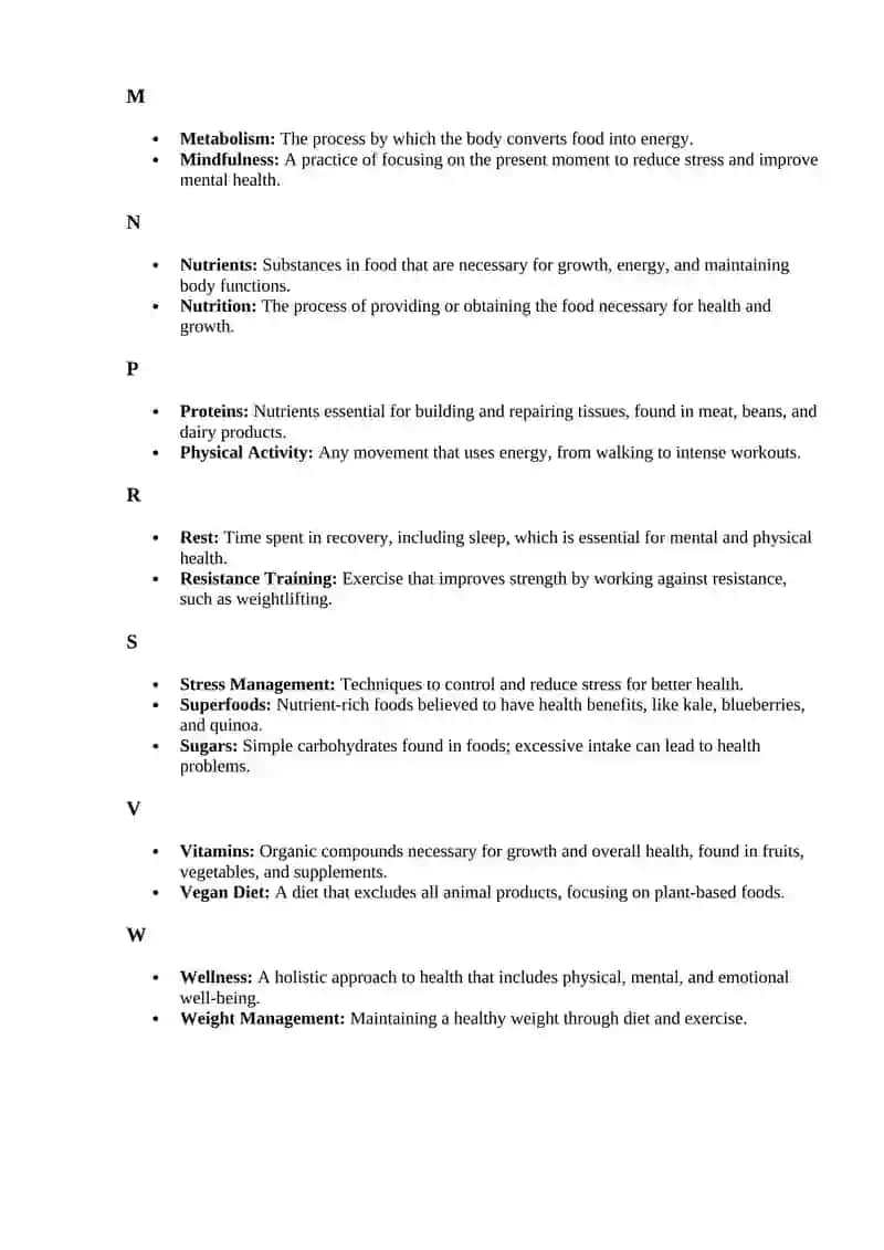 Glossary: Keeping Healthy 2