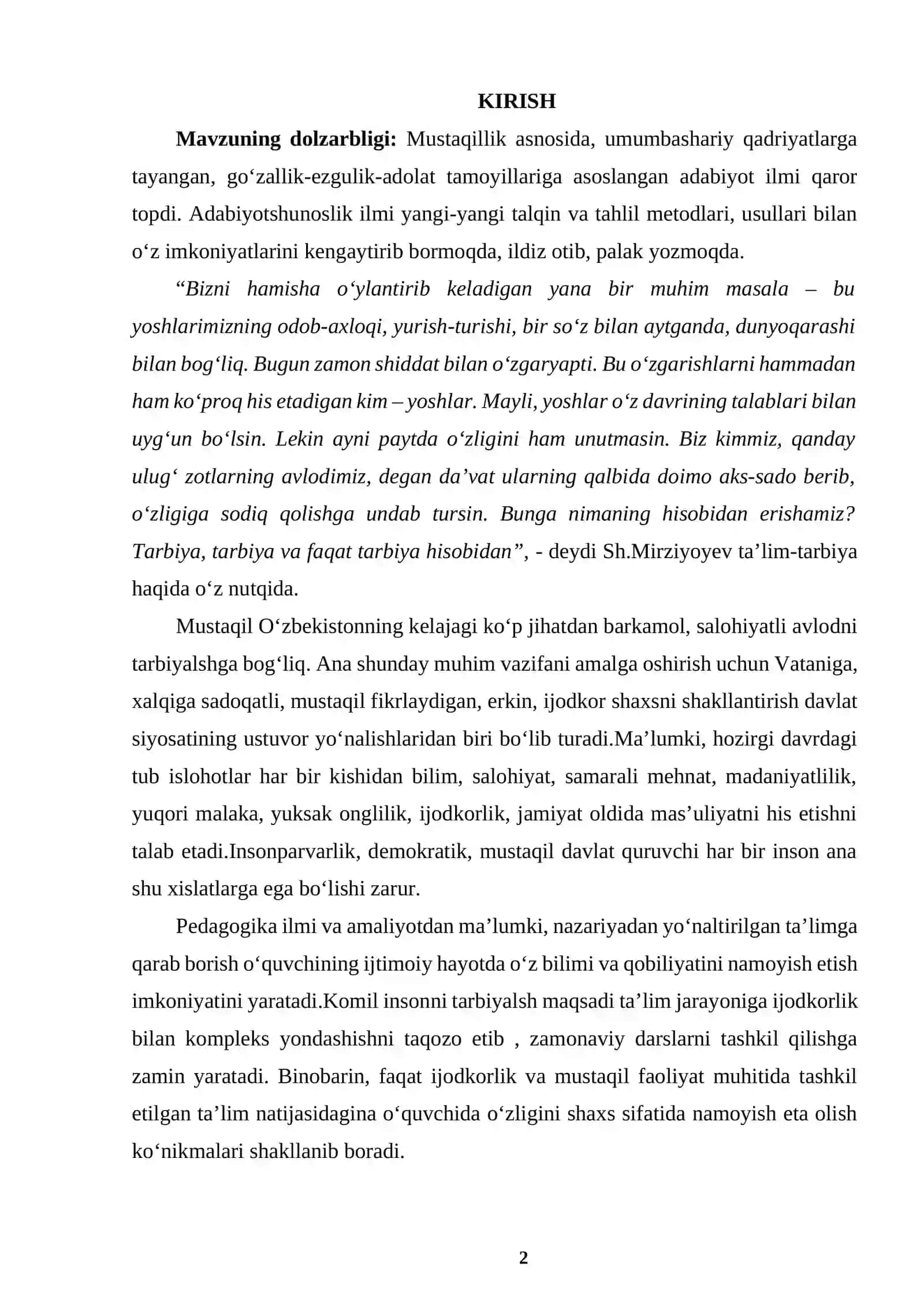 EGA VA UNING GAPDAGI TASNIFI 2