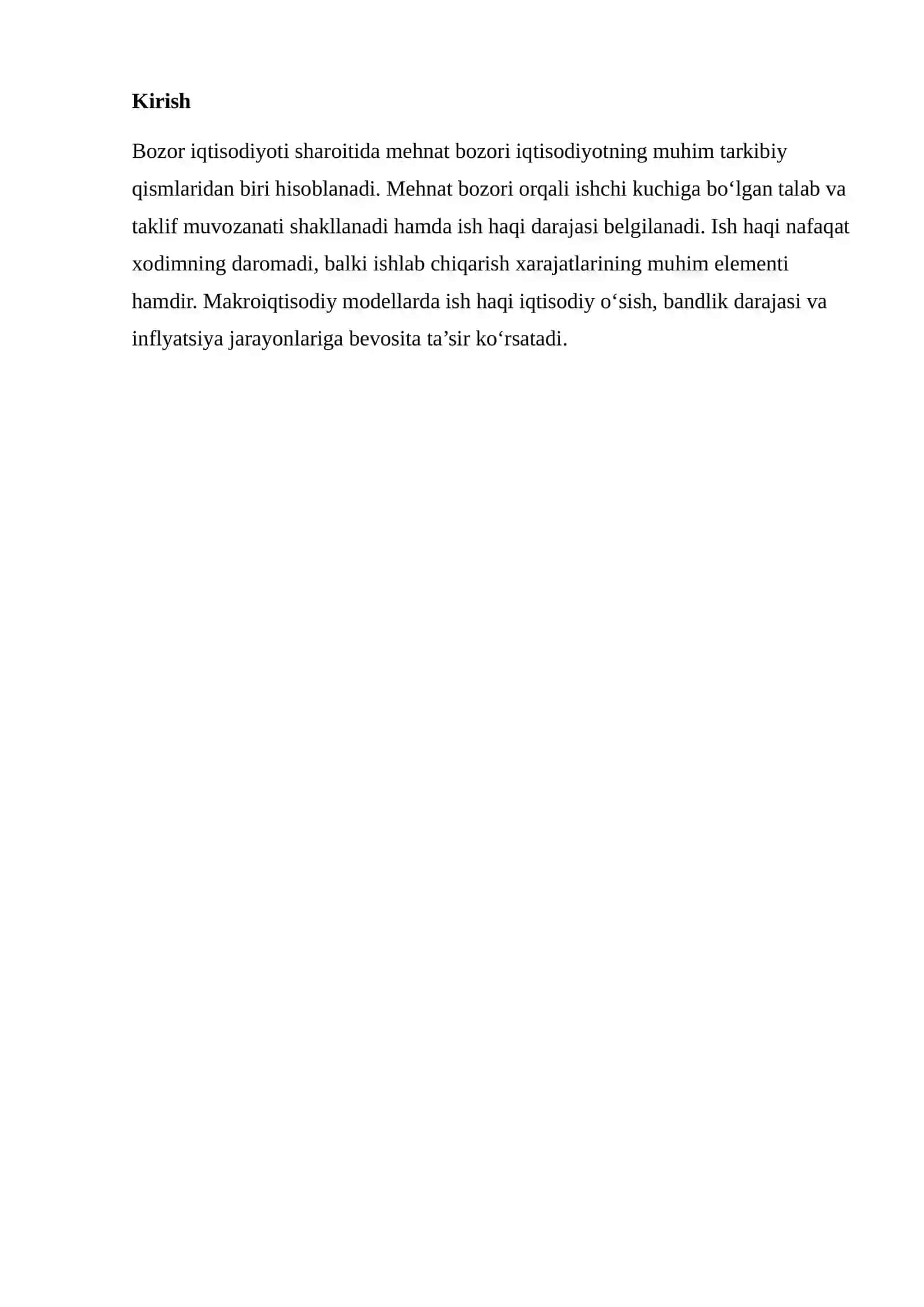Mehnat bozori makroiqtisodiy modellarda ish haqining turlari va mohiyati 2