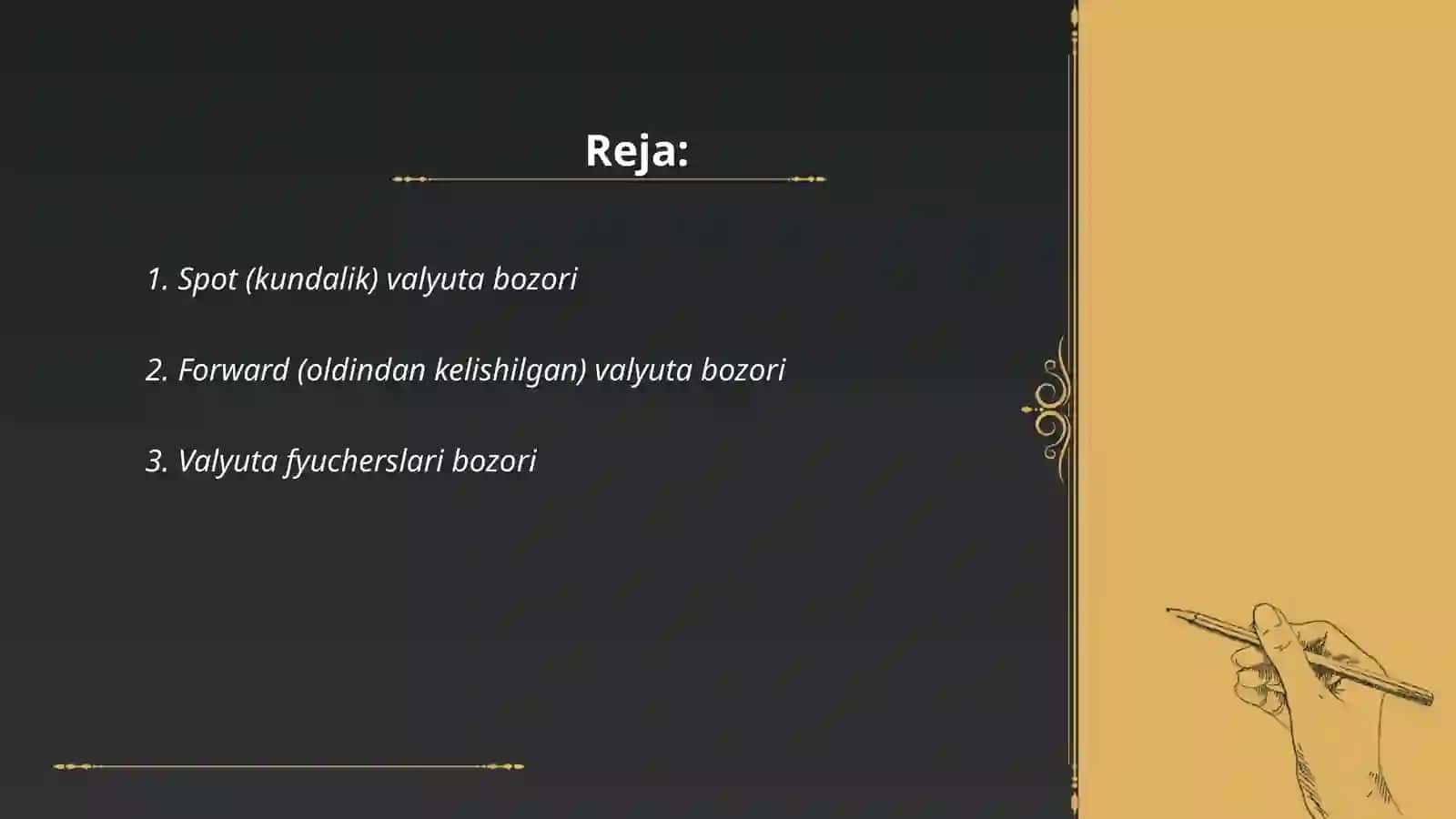 Valyuta bozorining turlari 2