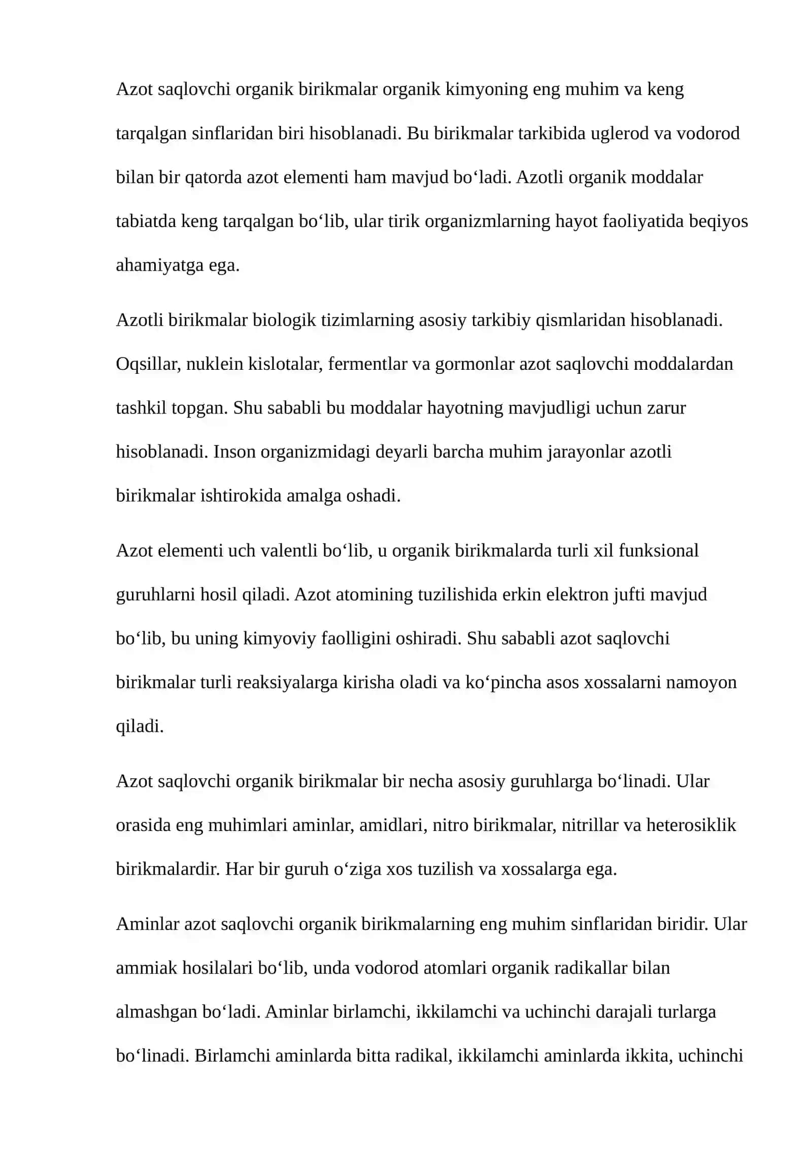 Azot saqlovchi organik birikmalar 2