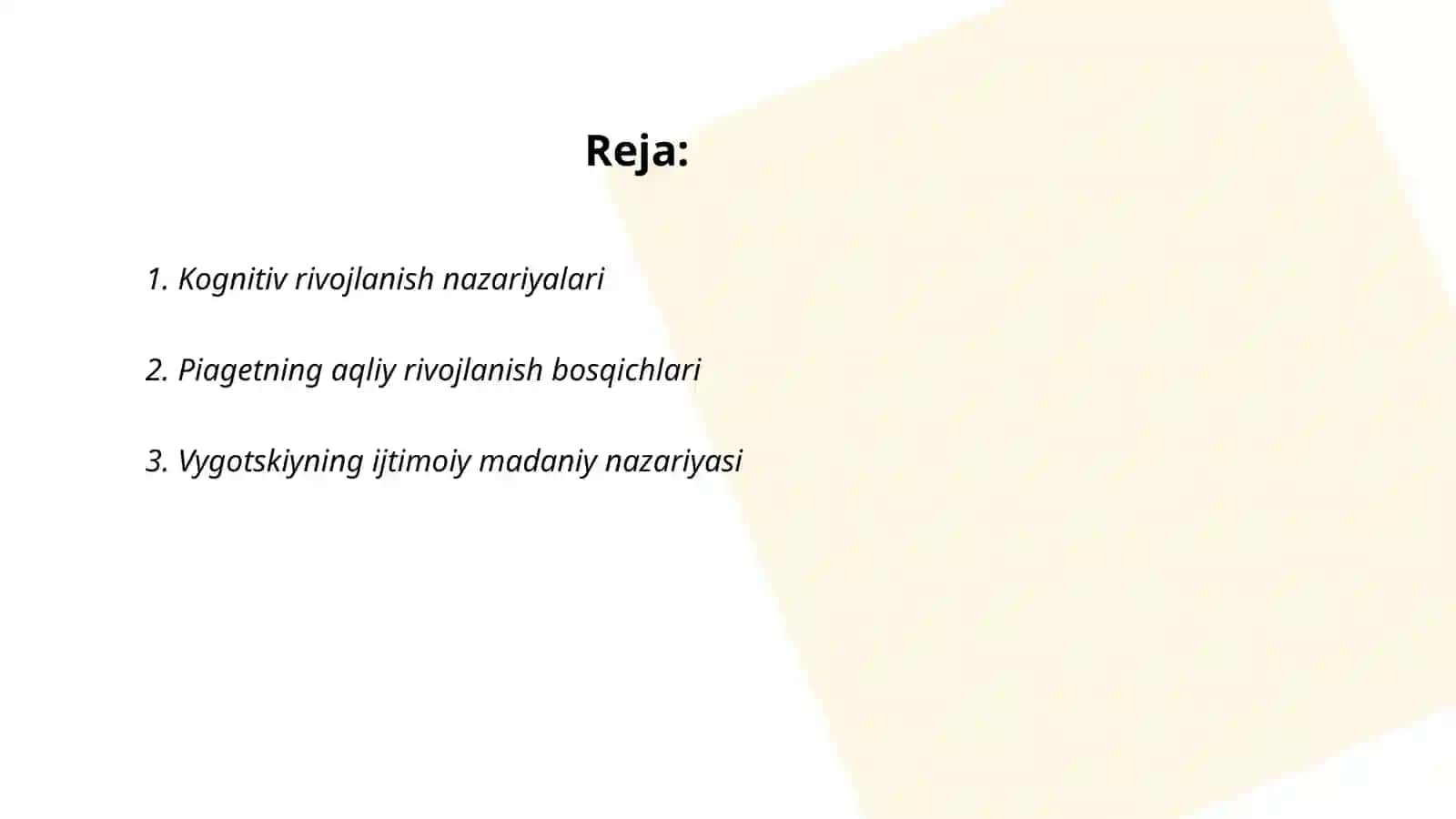 Godakning kognitiv va perseptiv rivojlanishi 2