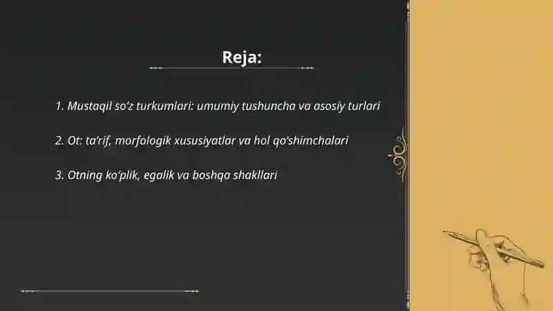 Oʻzbek tilida mustaqil soʻz turkumlari 2
