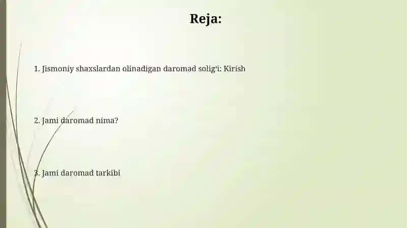 Jismoniy shaxslardan olinadigan daromad solig‘i: jami daromad va uning tarkibi 2