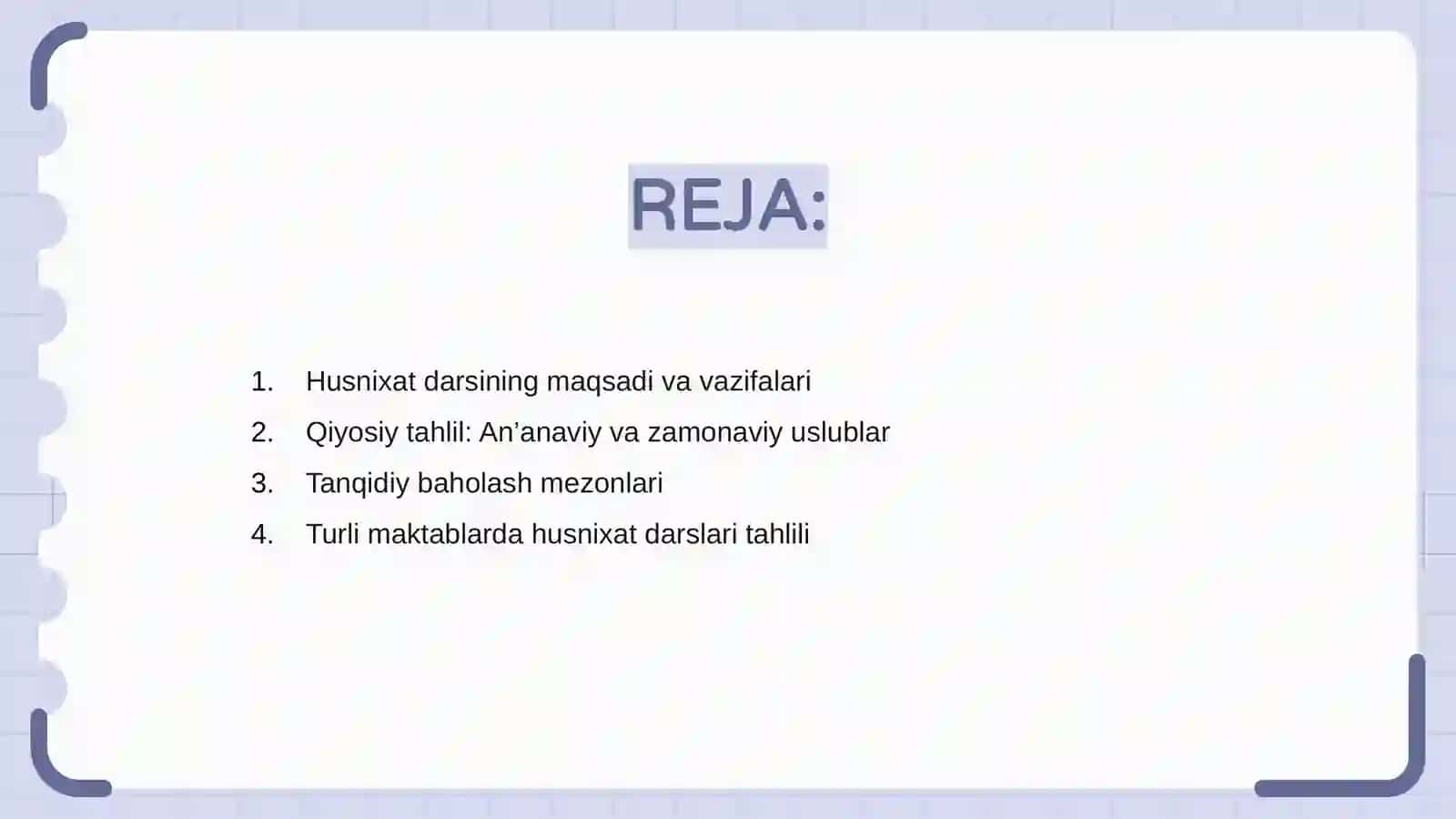 Husnixat darsiga qiyosiy va tanqidiy tahlil 2