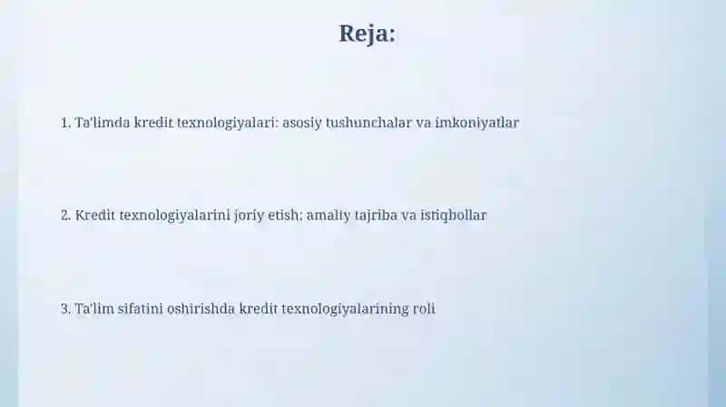Ta'limda kredit texnologiyalari 2