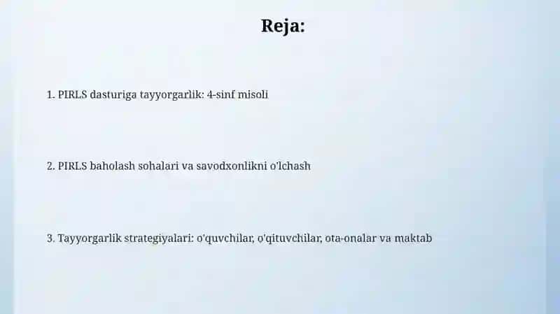 Xalqaro PIRLS dasturiga tayyorlash (4-sinf misolida) 2