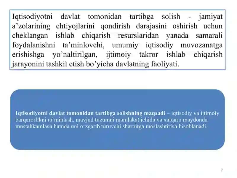 Iqtisodiyotni davlat tomonidan tartibga solish 2