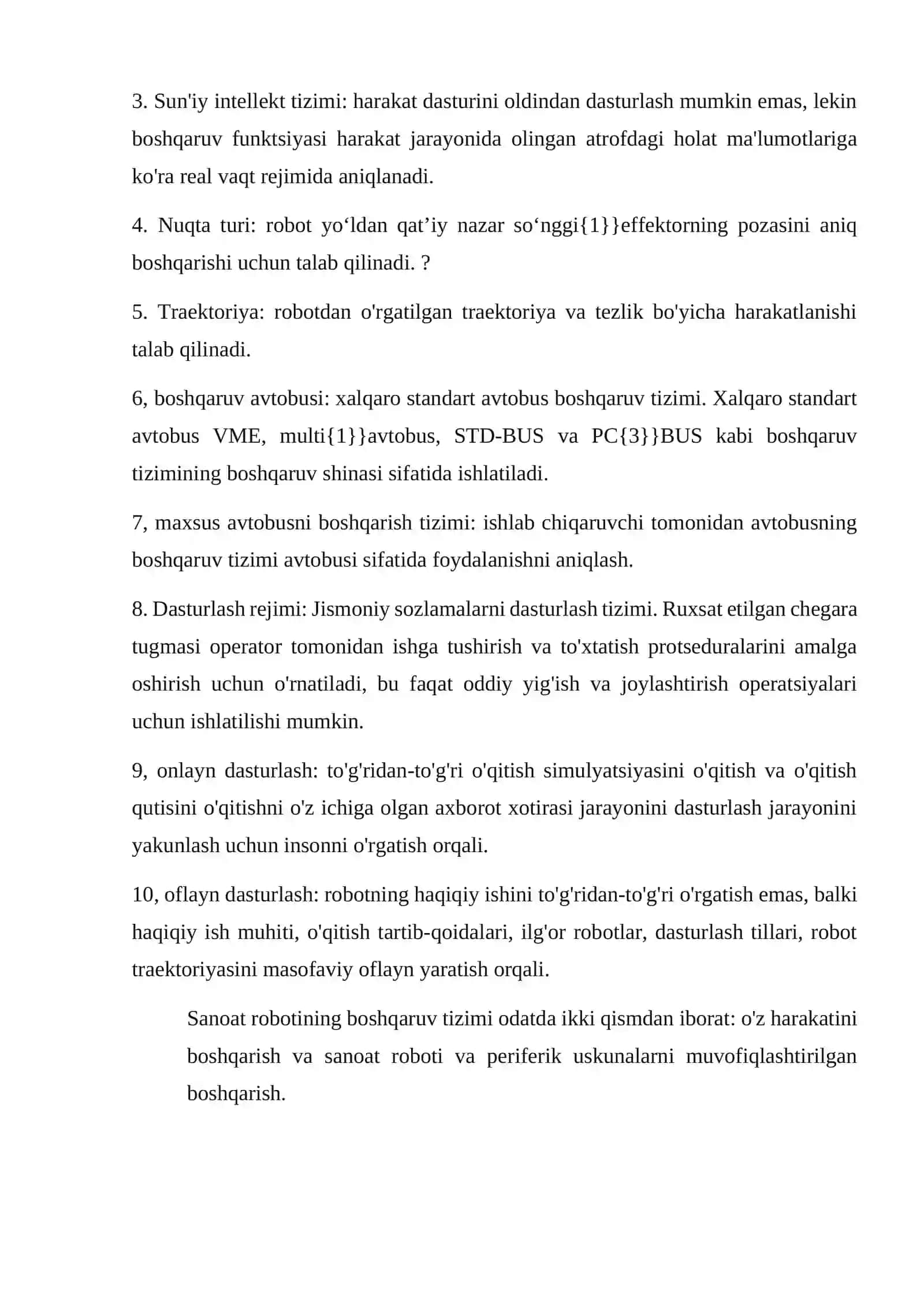 Robotlarni boshqarish tizimlari 2