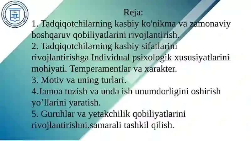 Tadqiqotchilar-ning kasbiy ko'nikmalarini rivojlantirish texnologiyalari 2